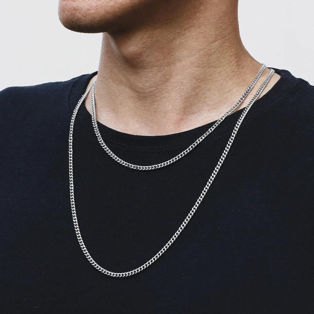 3mm Miami Cuban Link Chain in White Gold Necklaces 