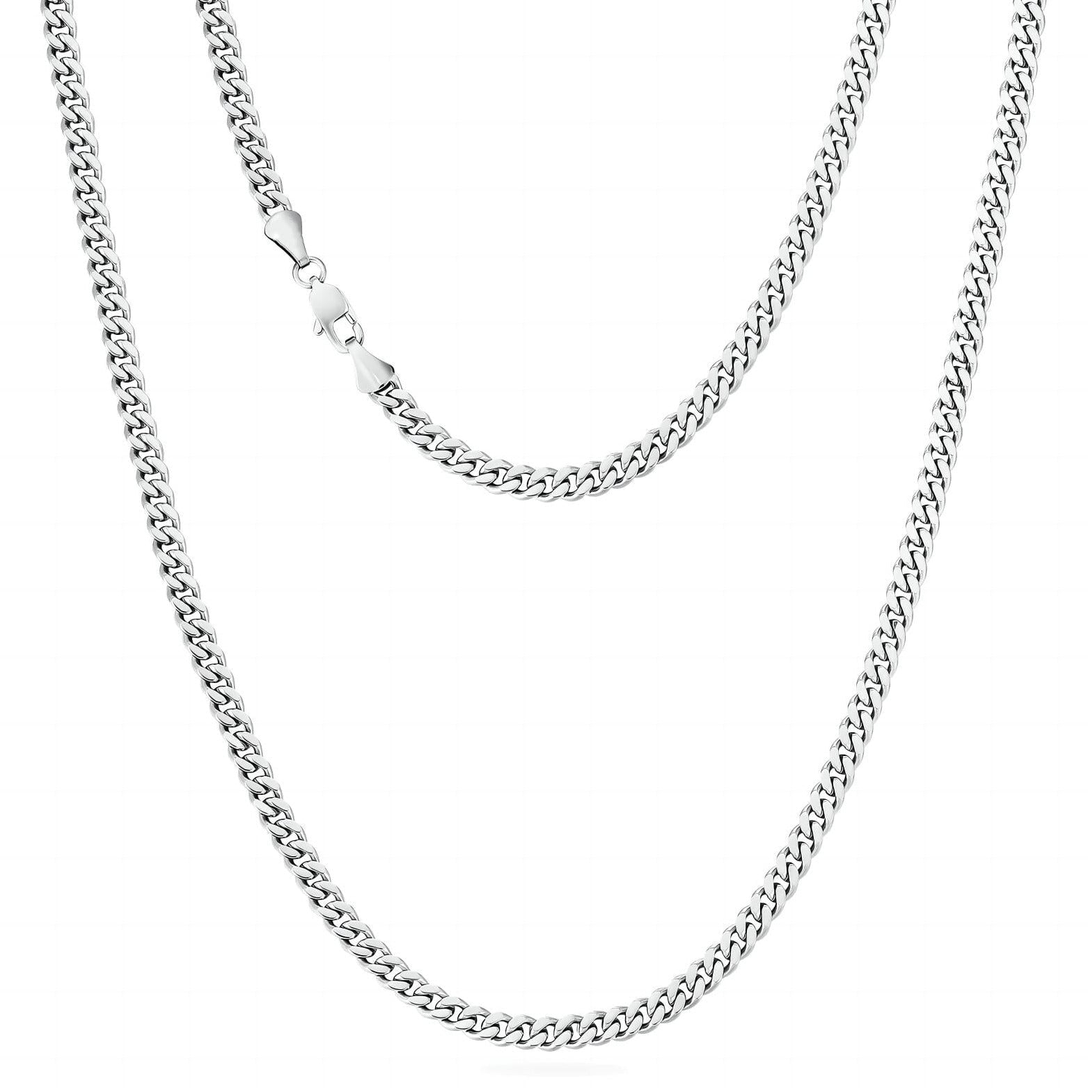 4mm Miami Cuban Link Chain in White Gold Necklaces