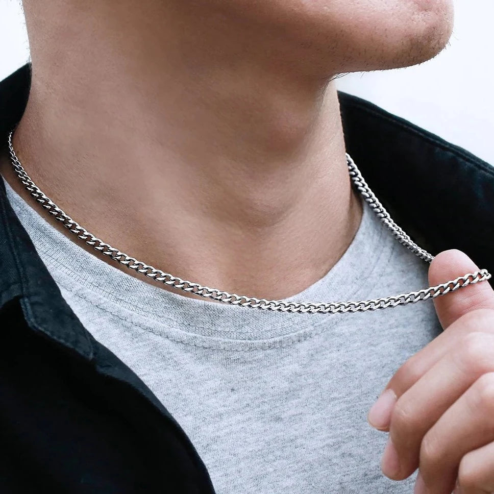 4mm Miami Cuban Link Chain in White Gold Necklaces