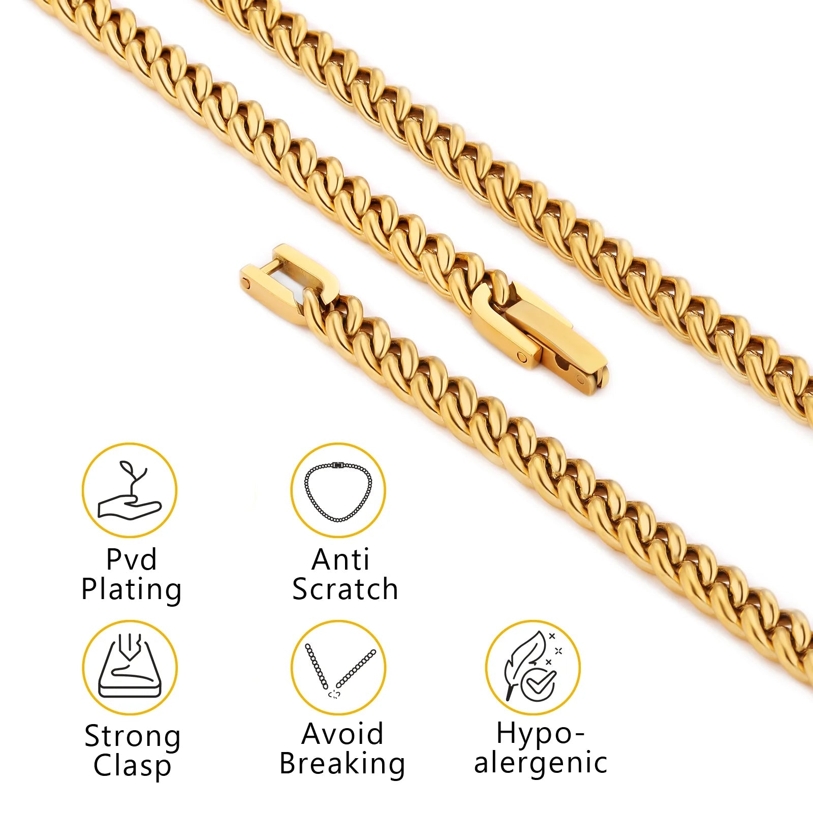5mm Miami Cuban Link Chain in 18K Gold Necklaces