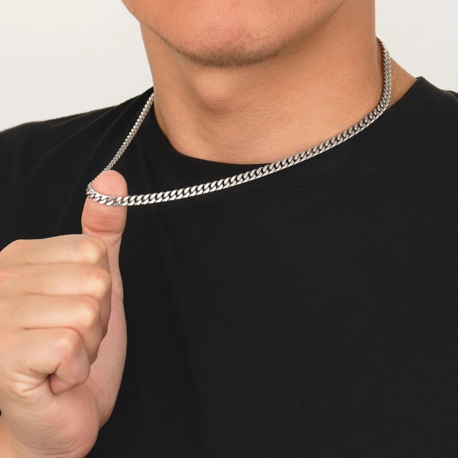 5mm Miami Cuban Link Chain in White Gold Necklaces