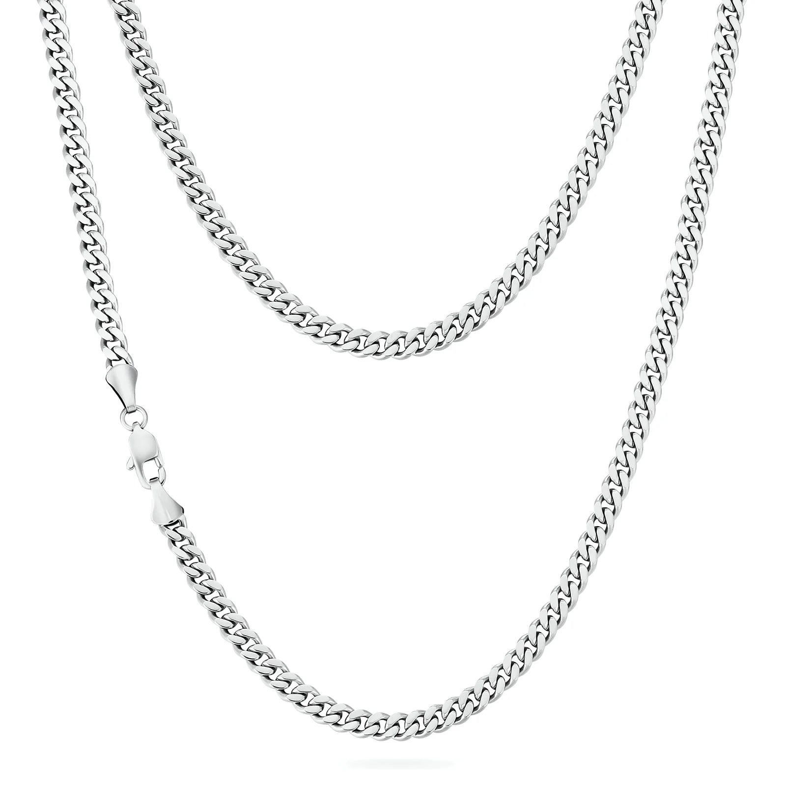 5mm Miami Cuban Link Chain in White Gold Necklaces 