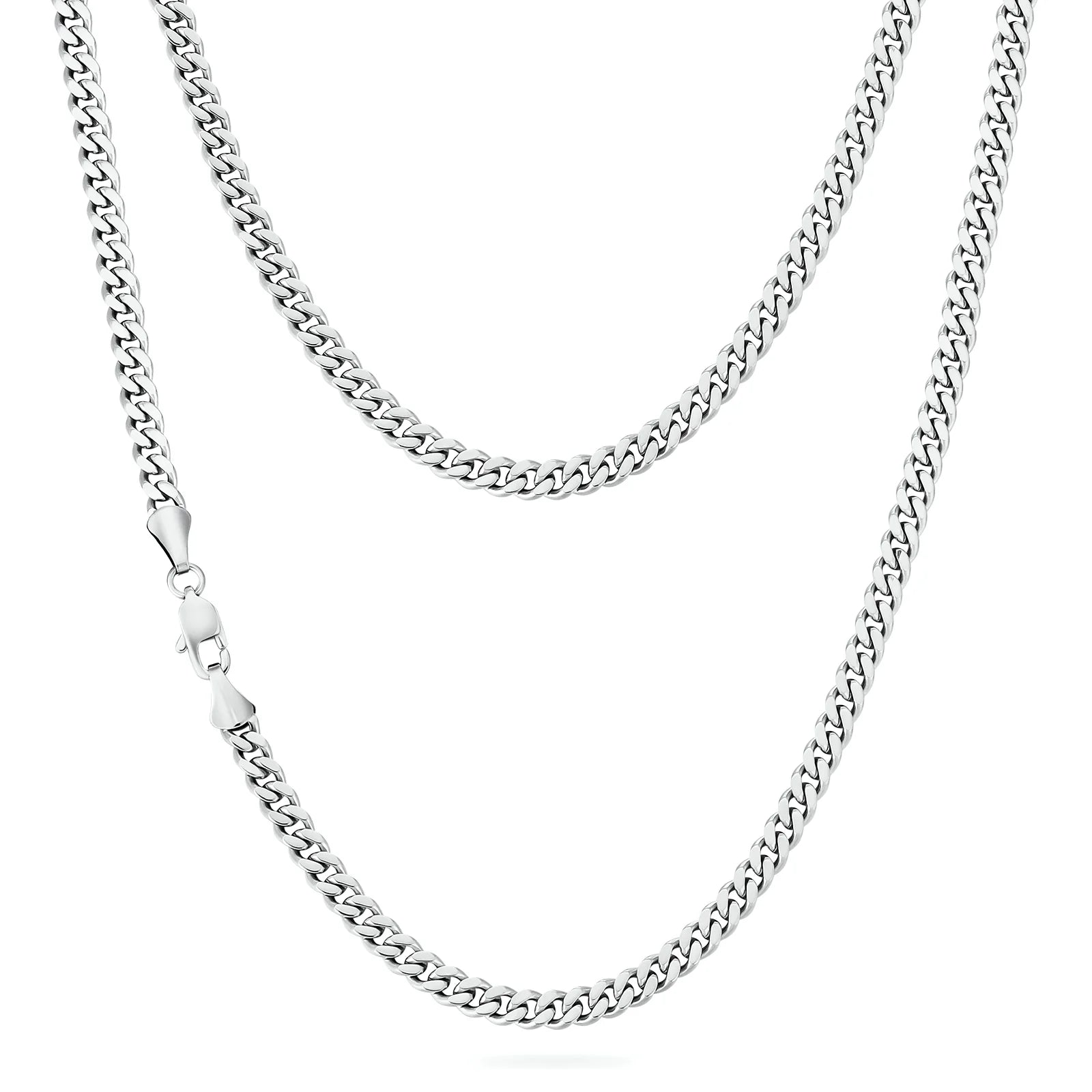 5mm Miami Cuban Link Chain in White Gold Necklaces