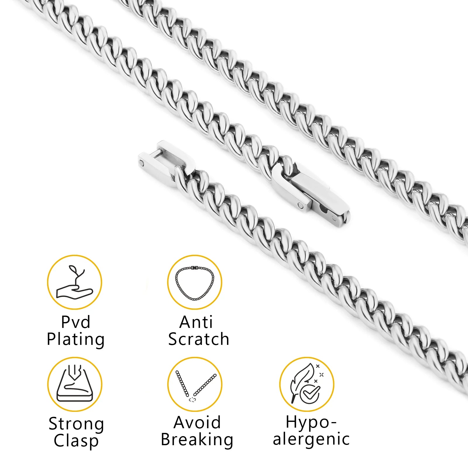 5mm Miami Cuban Link Chain in White Gold Necklaces