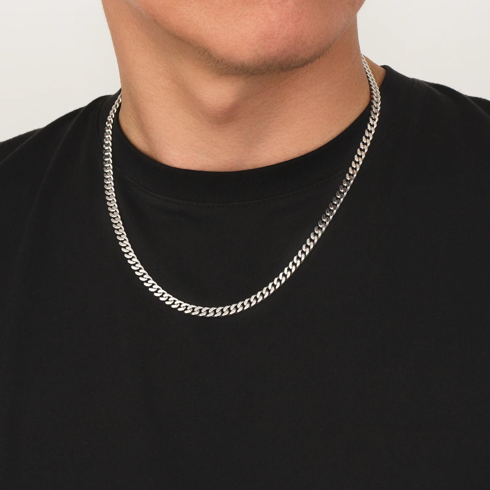 5mm Miami Cuban Link Chain in White Gold Necklaces
