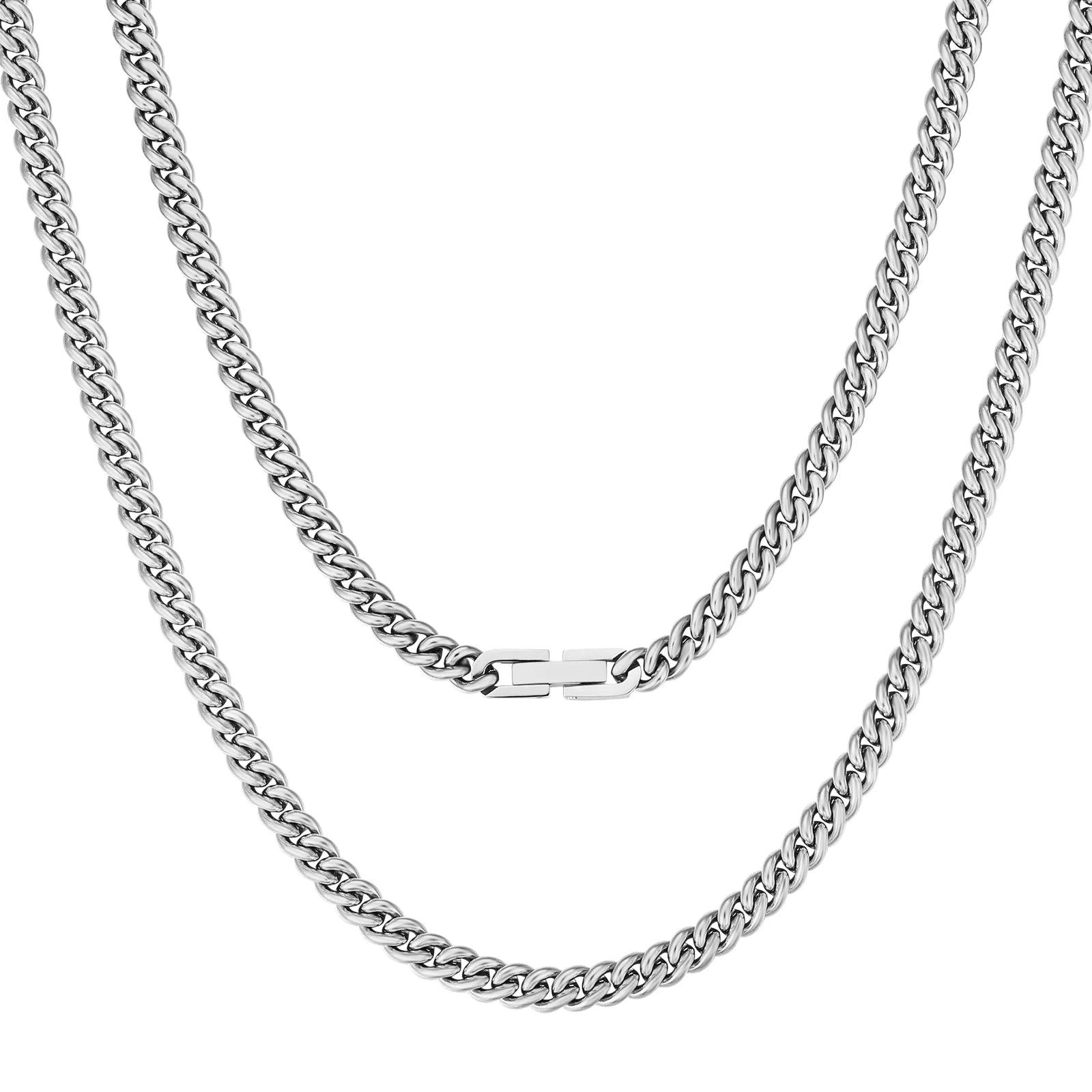 5mm Miami Cuban Link Chain in White Gold Necklaces