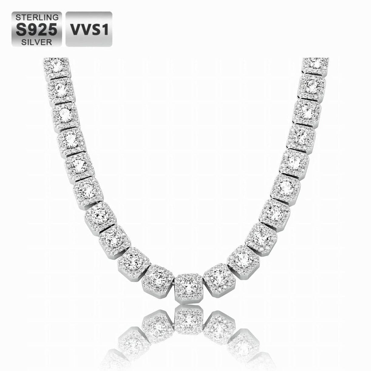 BEYOND PERFECTION® - S925 VVS1 Moissanite Diamond Cluster Tennis Chain - 10mm Necklaces 