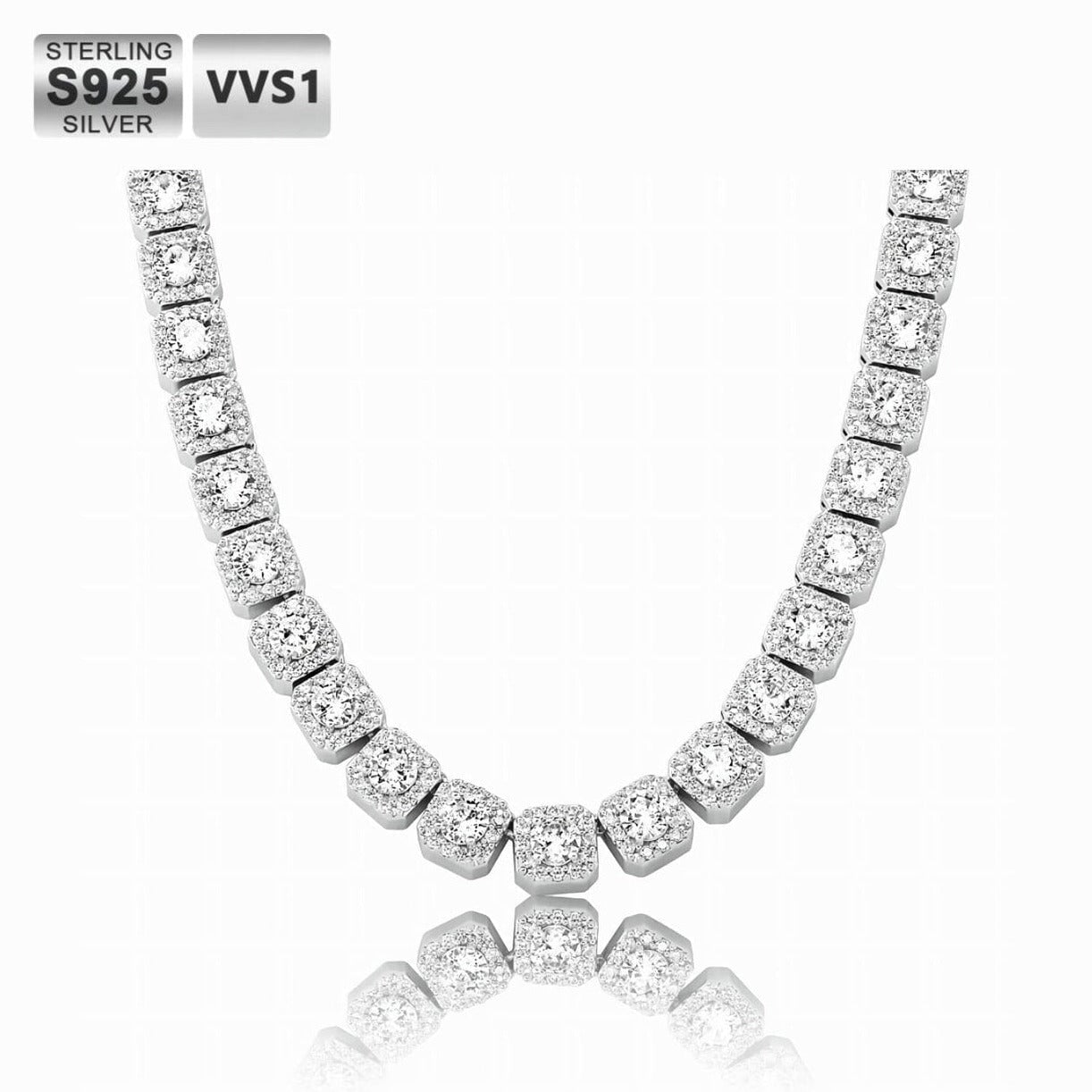 BEYOND PERFECTION® - S925 VVS1 Moissanite Diamond Cluster Tennis Chain - 10mm Necklaces