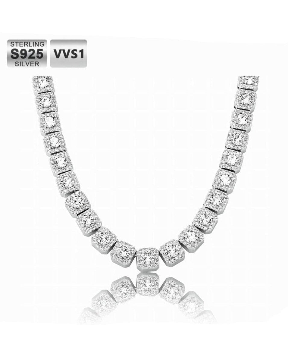 BEYOND PERFECTION® - S925 VVS1 Moissanite Diamond Cluster Tennis Chain - 10mm Necklaces