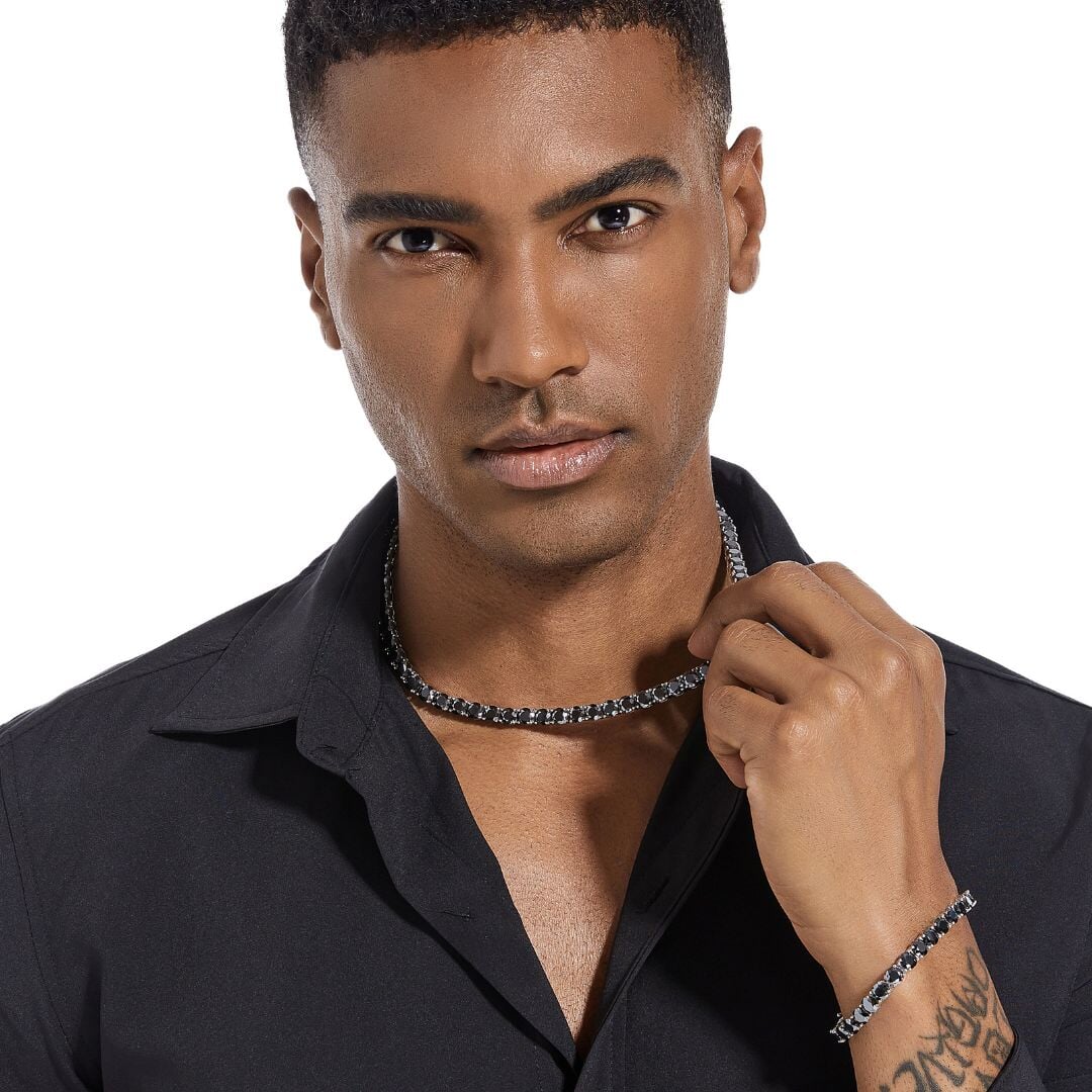 Black Moissanite Diamond 925 Sterling Silver Tennis Chain - 6.5mm Necklaces