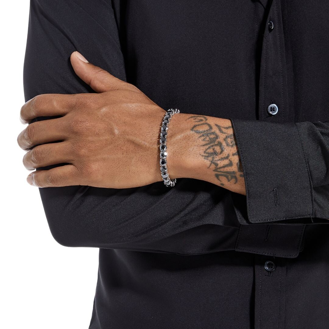 Black Moissanite Diamond 925 Sterling Silver Tennis Chain Bracelet - 6.5mm Bracelets