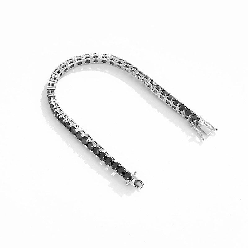 Black Moissanite Diamond 925 Sterling Silver Tennis Chain Bracelet Bracelets