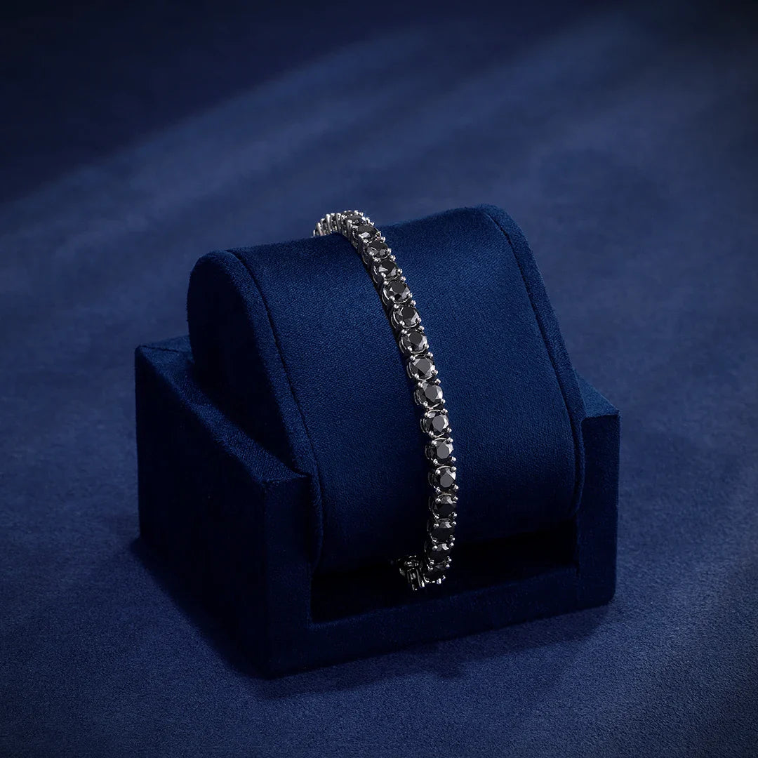 Black Moissanite Diamond 925 Sterling Silver Tennis Chain Bracelet Bracelets