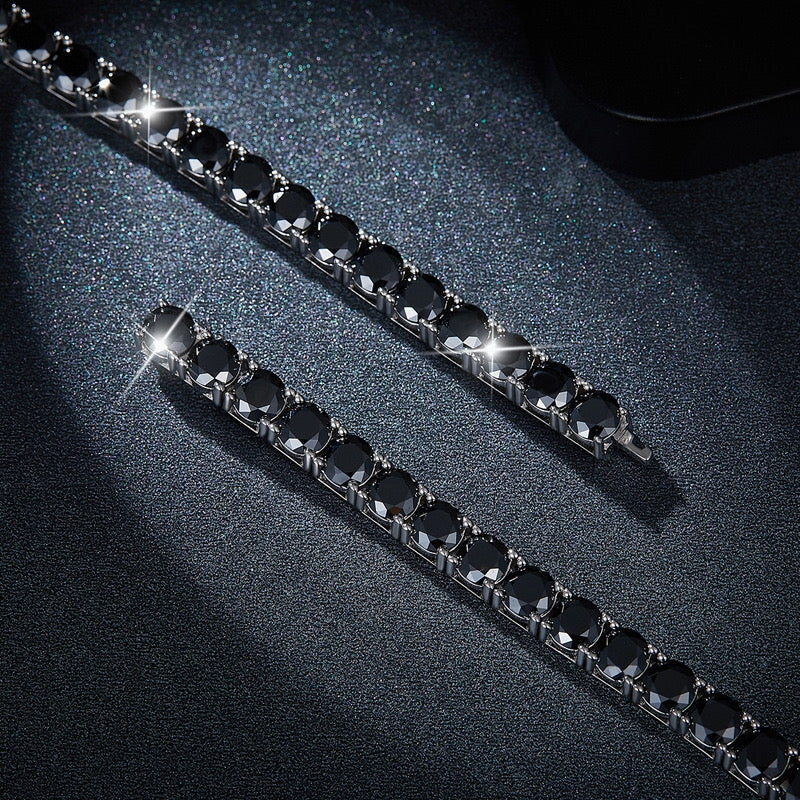 Black Moissanite Diamond 925 Sterling Silver Tennis Chain Bracelet Bracelets