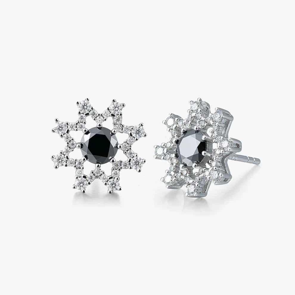 Black Moissanite Diamond Sunflower Stud Earrings Earrings