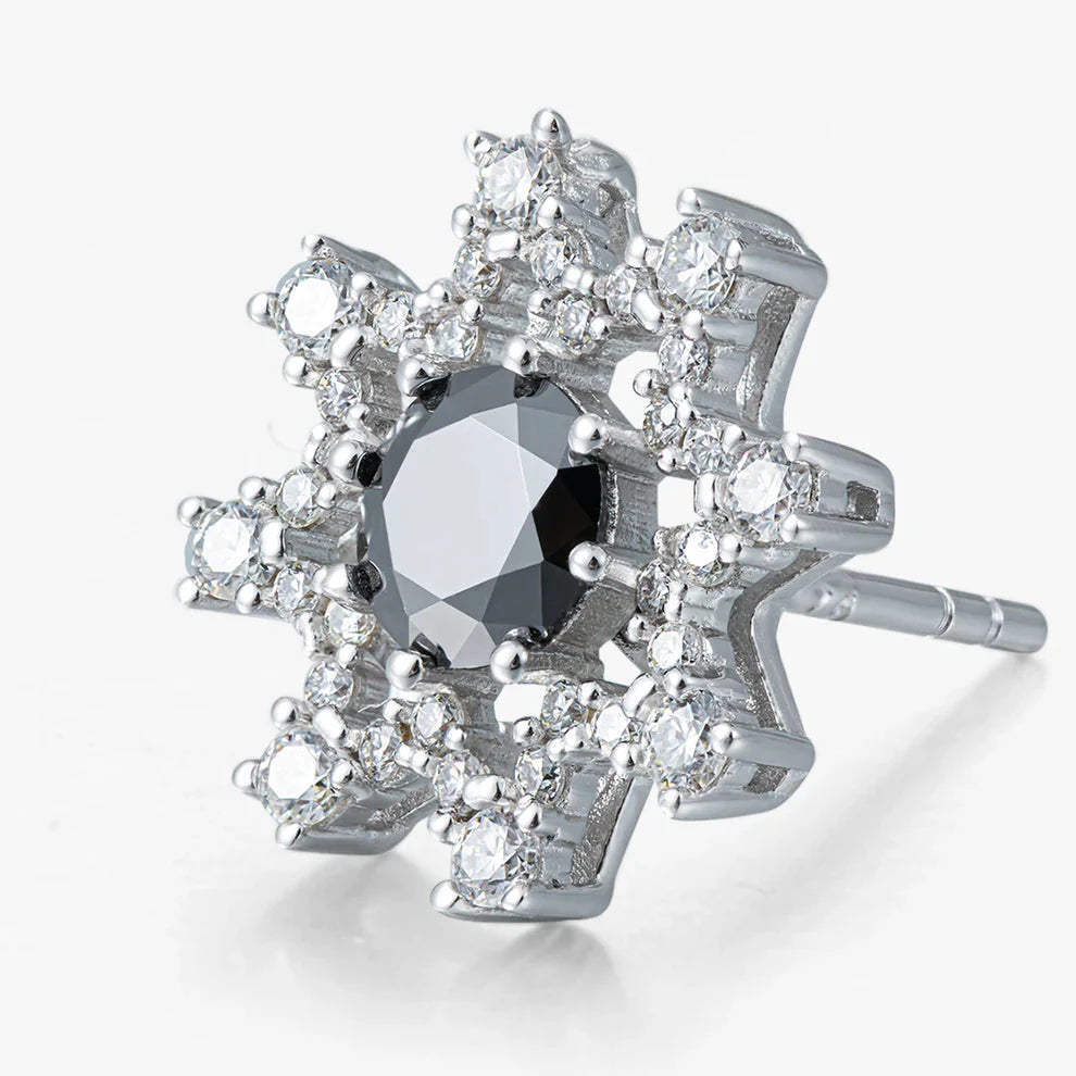 Black Moissanite Diamond Sunflower Stud Earrings Earrings