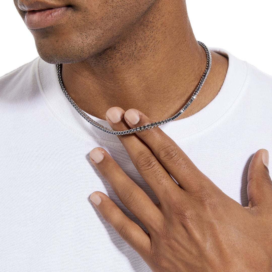 Black Moissanite Tennis Chain - 3mm Necklaces