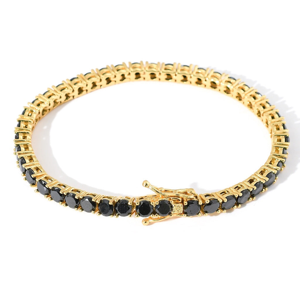 Black Moissanite Tennis Chain Bracelet in 14K Gold - 3mm Bracelets