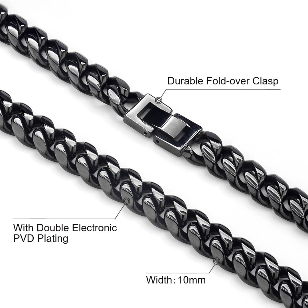 BLACK & PROUD™ - Women's Black Cuban Link Chain - 10mm Necklaces
