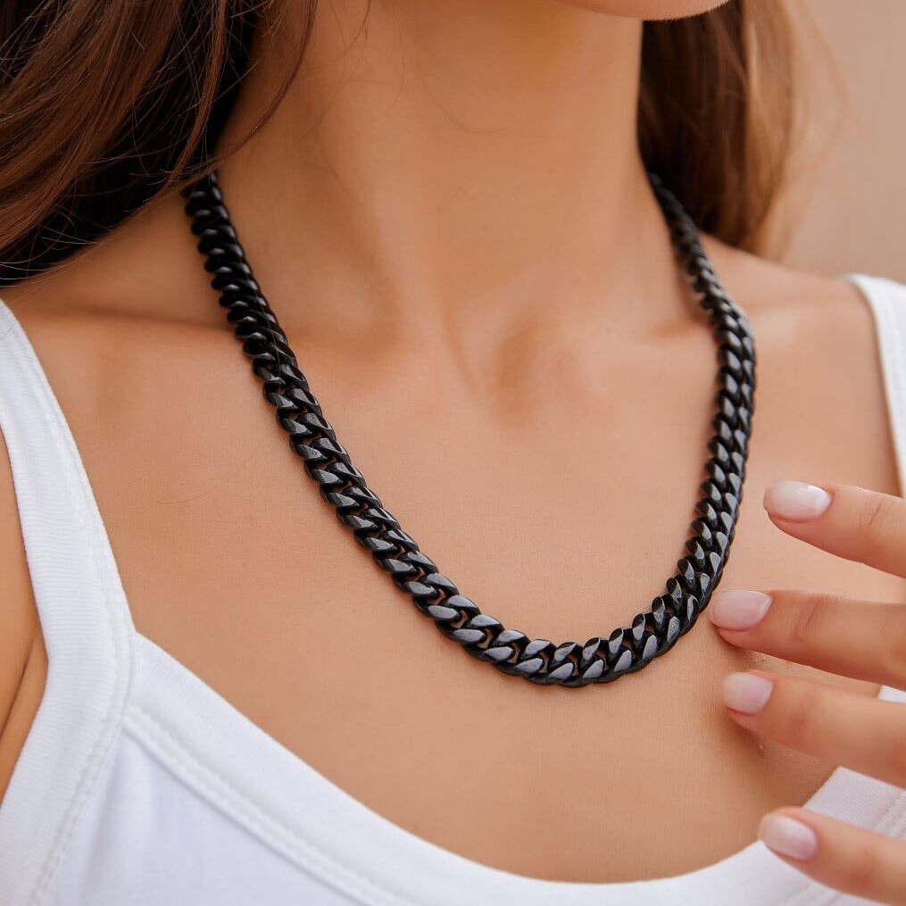 BLACK & PROUD™ - Women's Black Cuban Link Chain - 10mm Necklaces