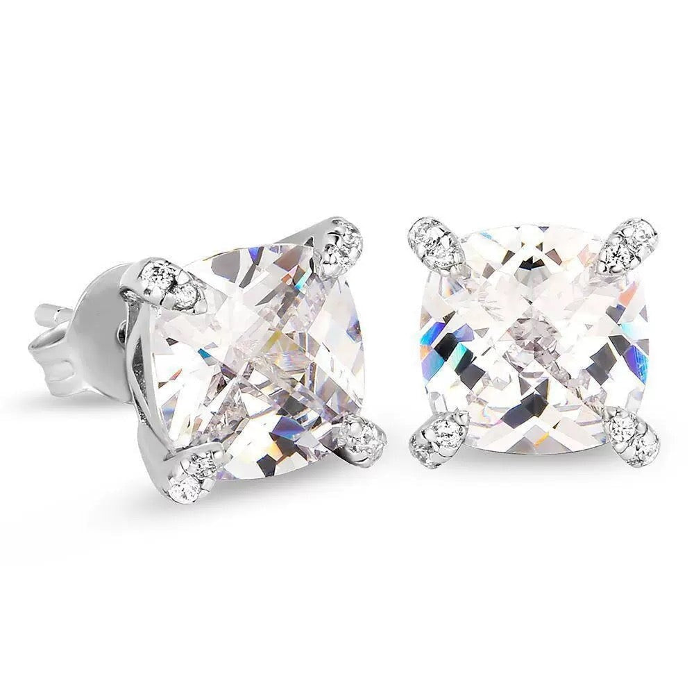 Clear White Diamond Stud 925 Sterling Silver Earrings for Men