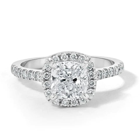 Cushion Cut Moissanite Diamond Paved Halo Ring for Women Rings