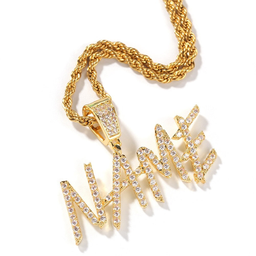 Custom Iced Out Name Letters Pendant Necklace