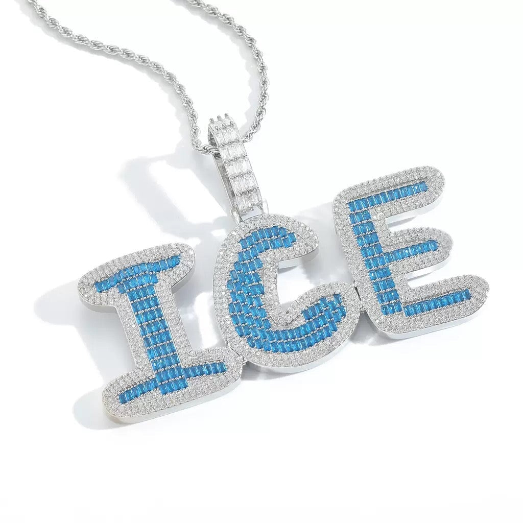 Custom Name Baguette Colorful Letters Pendant Necklace Charms & Pendants