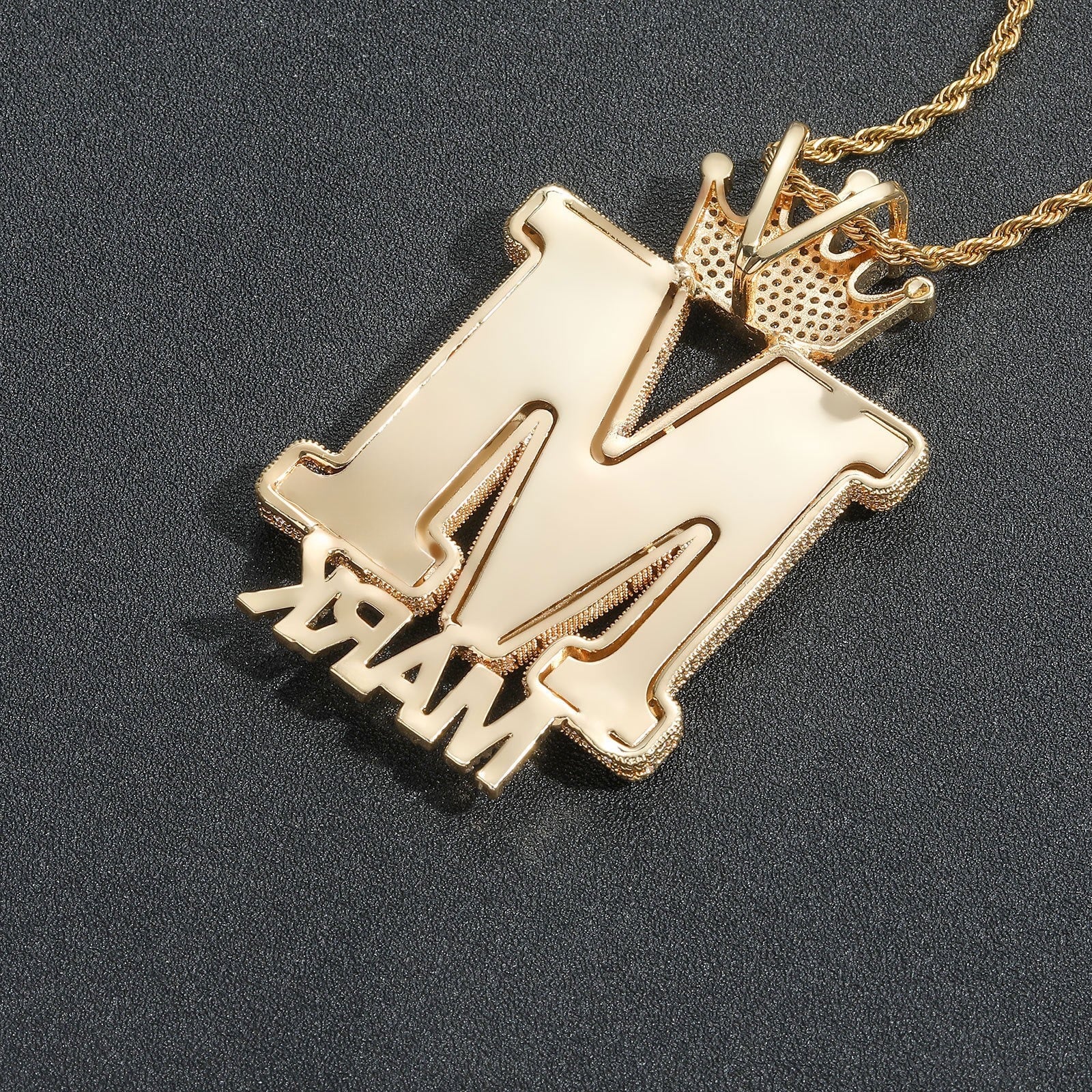 Custom Name Big Bling Letters Crwon Pendant Necklace for Men Charms & Pendants