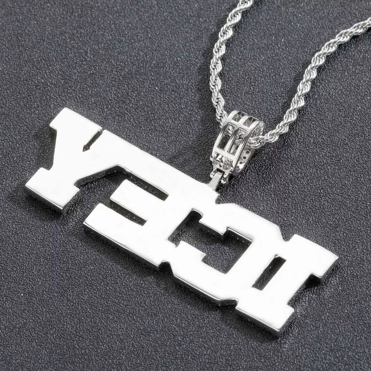 Custom Name Bling Baguette Letters Pendant Necklace Charms & Pendants