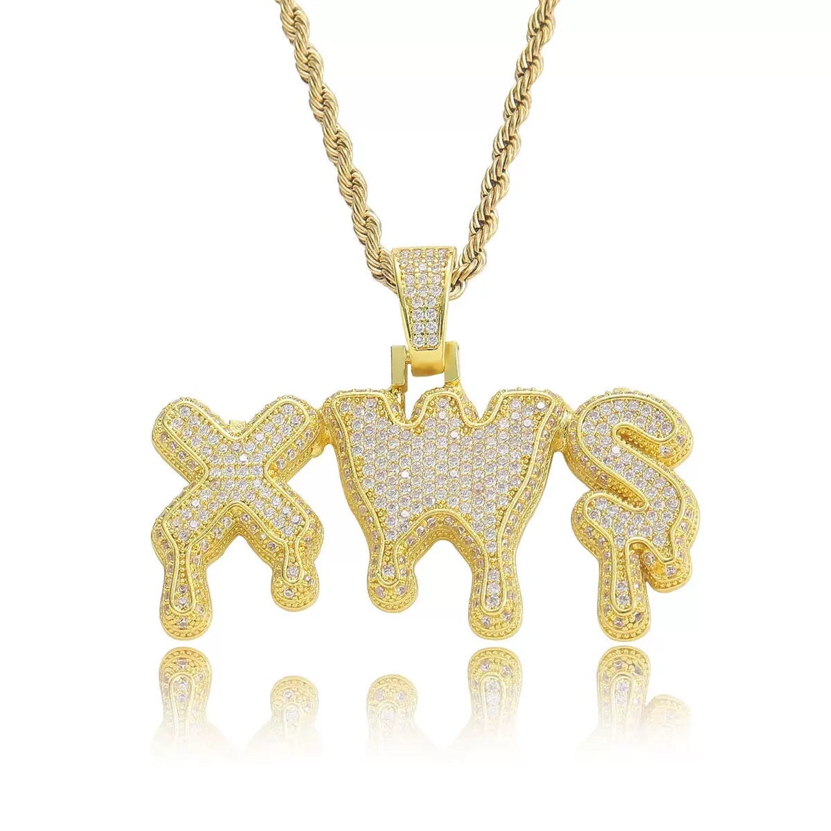 Custom Name Iced Drip Letters Pendant Necklace Charms & Pendants