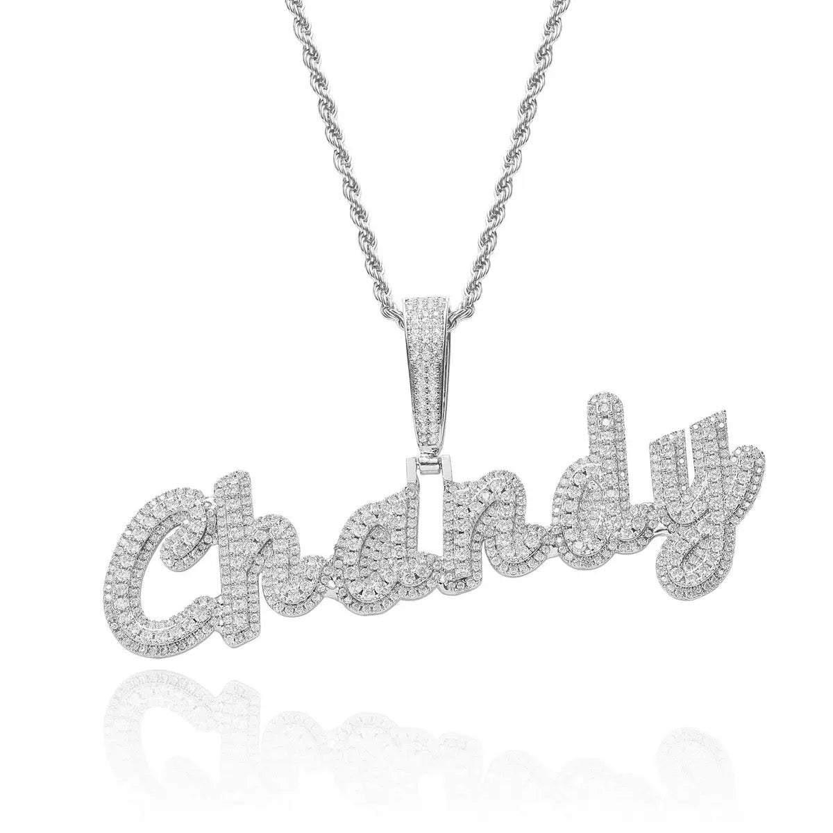 Custom Name Two Layers Iced Letters Pendant Necklace Charms & Pendants