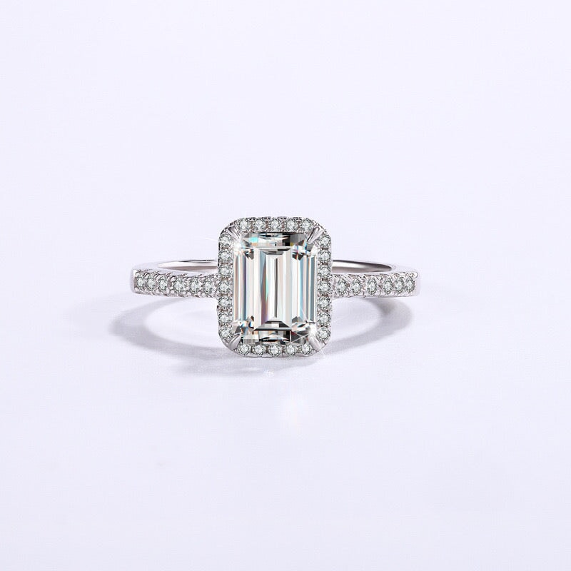 Emerald Cut Moissanite Diamond Engagement Ring for Women Rings