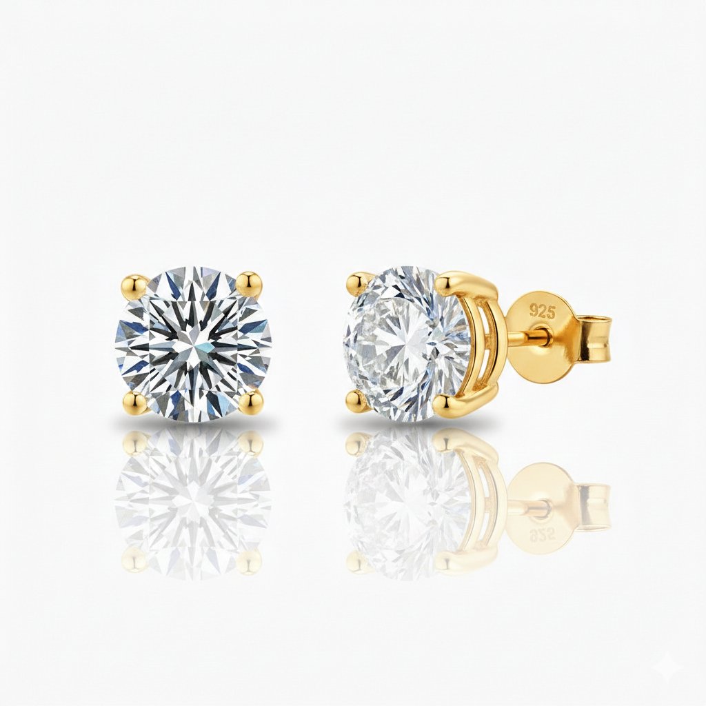Excellent VVS1 Moissanite Diamond Earrings Studs in 14K Gold Earrings