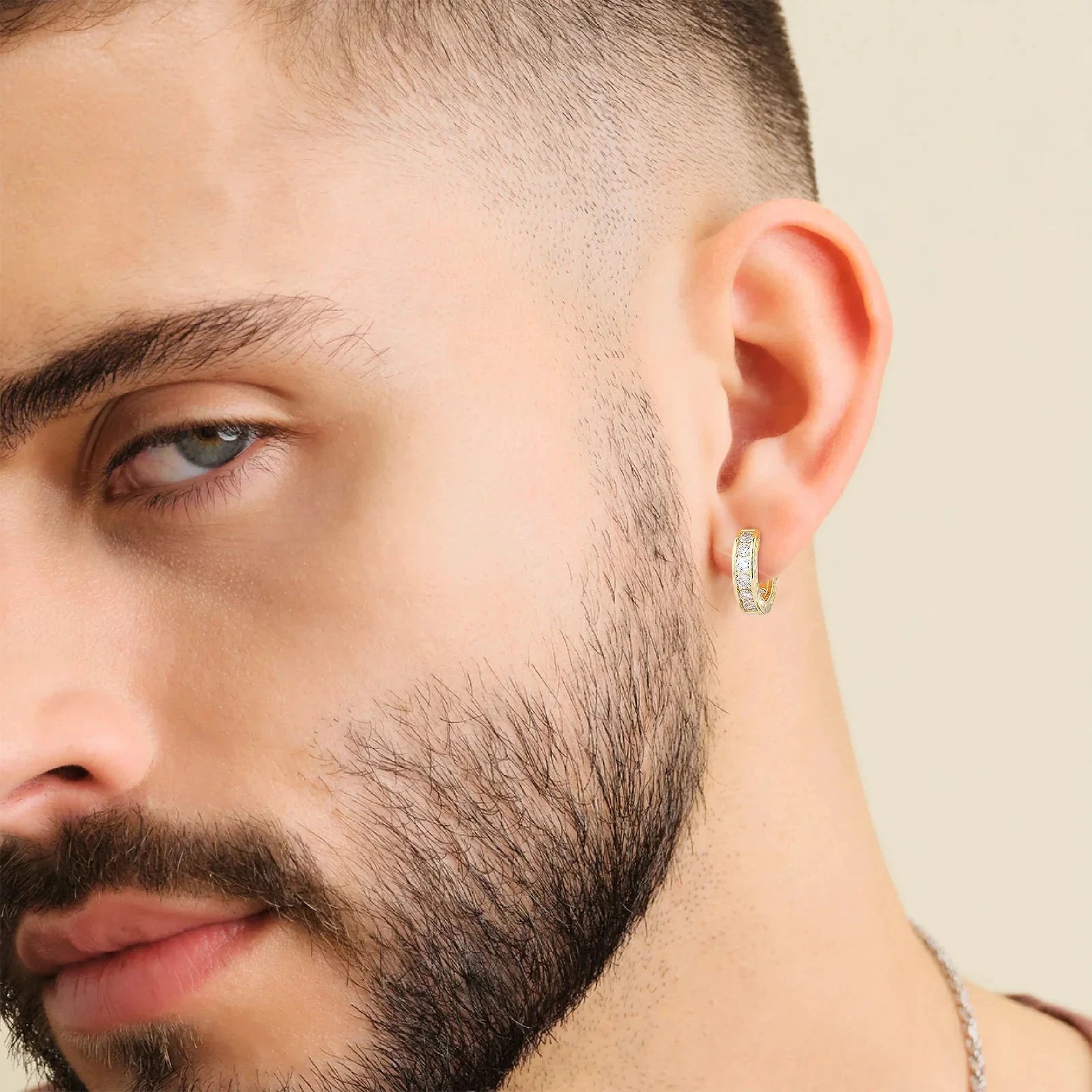 Iced Diamond Hoop Earrings in 14K Gold - 15mm Earrings