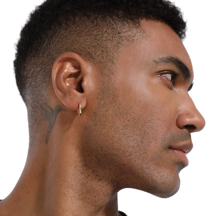 Men's Gold Hoop Earrings in 14K Gold - 15mm Earrings