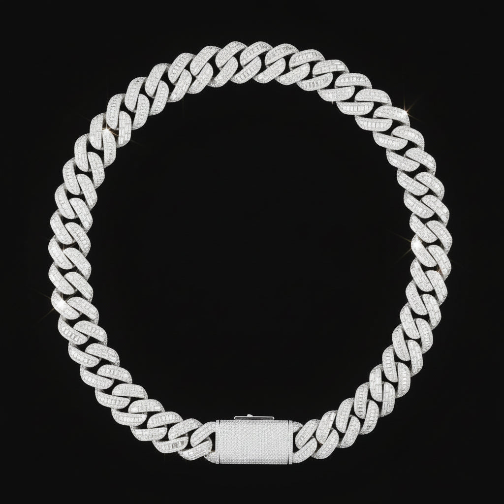 Mixed Shape Moissanite Diamond Cuban Link Chain - 22mm Necklaces