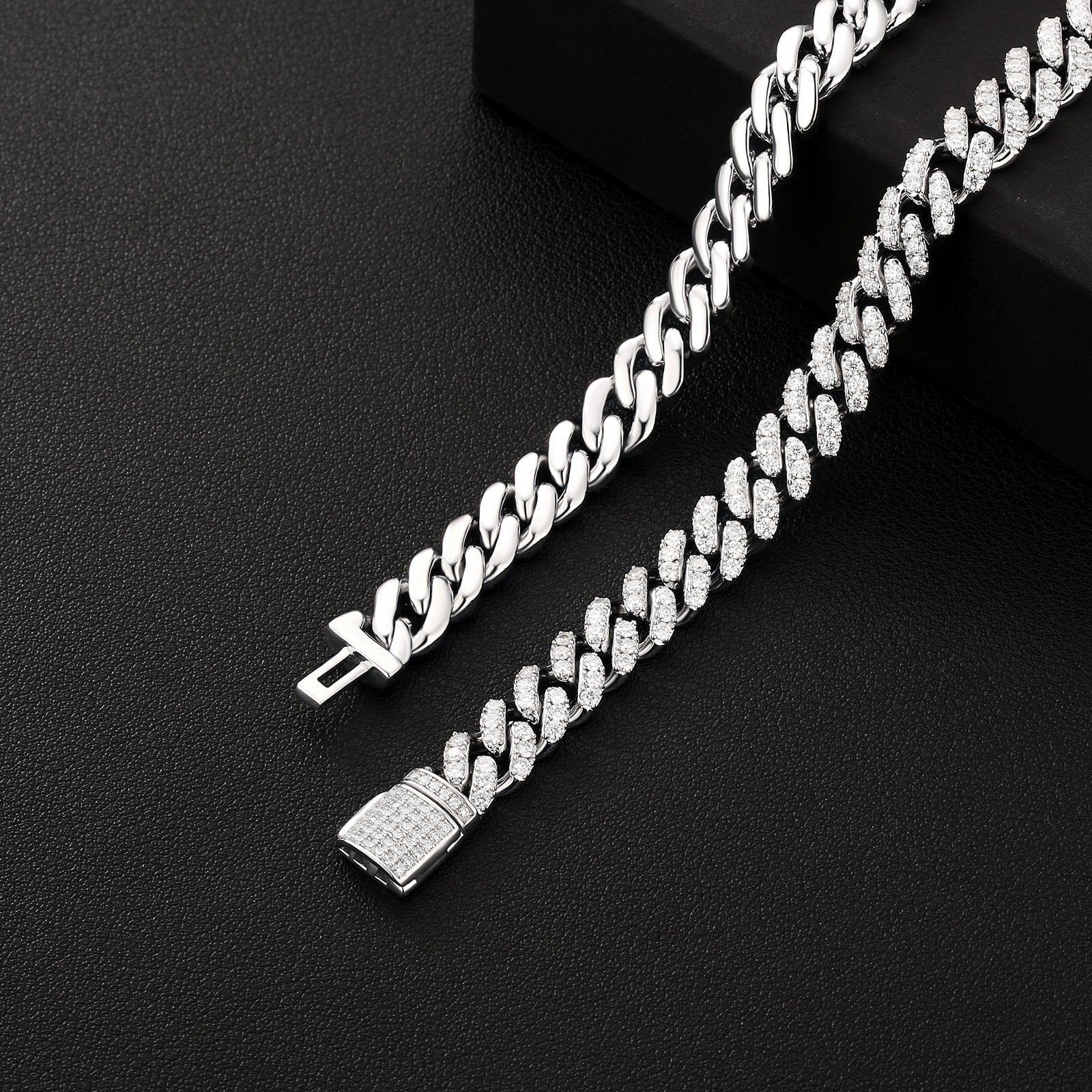 Moissanite Diamond 925 Sterling Silver Cuban Link Bracelet - 8mm Bracelets