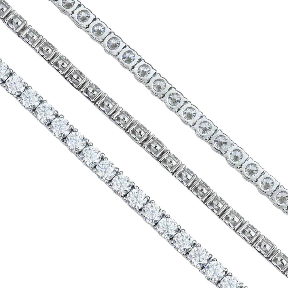 Moissanite Diamond 925 Sterling Silver Tennis Chain in White Gold - All Sizes Necklaces
