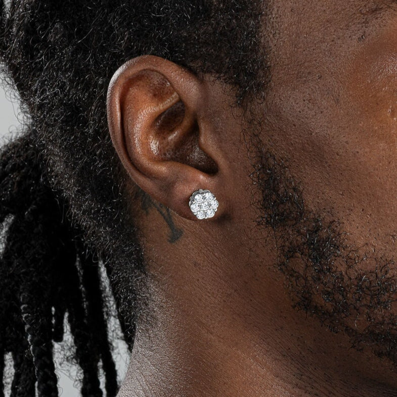 Moissanite Diamond Cluster Flower Stud Earrings in 925 Sterling Silver Earrings