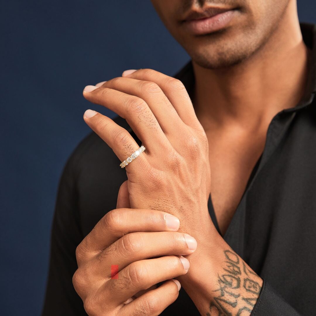 Moissanite Diamond Eternity Ring in 14K Gold - 4mm Rings