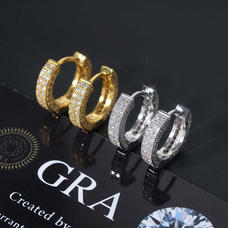 Moissanite Diamond Fully Iced Hoop Earrings in 14K Gold - 13mm Earrings