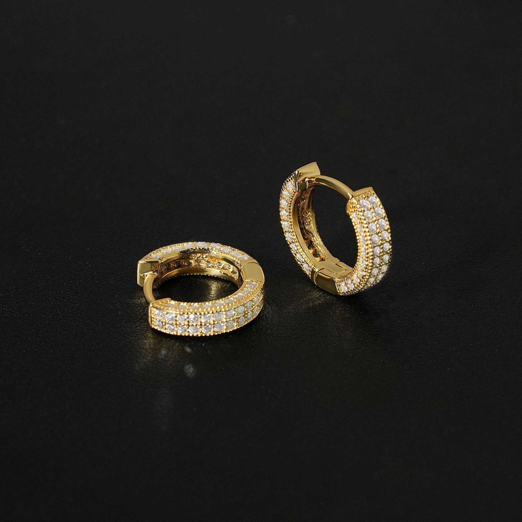 Moissanite Diamond Fully Iced Hoop Earrings in 14K Gold - 13mm Earrings
