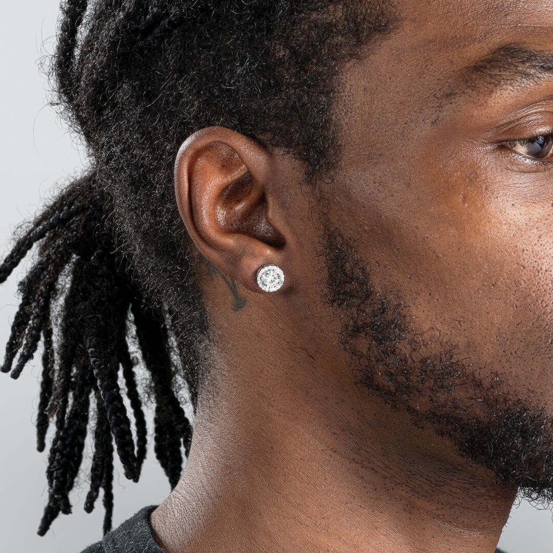 Moissanite Diamond Halo Round Stud Earrings in 925 Sterling Silver - 2.0 Carat Earrings