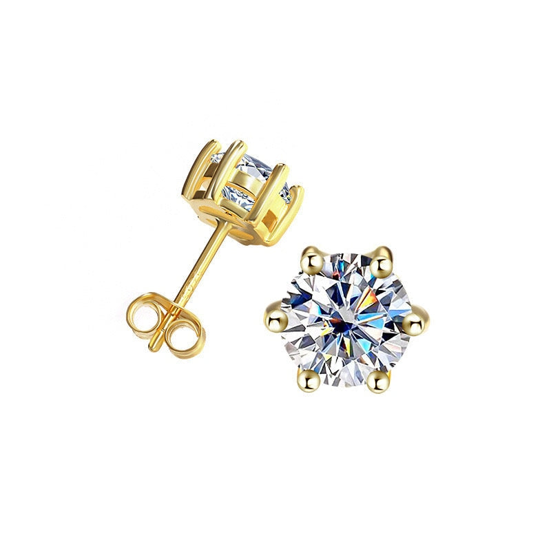 Moissanite Diamond Studs Earrings in 14K Gold - 8mm Earrings