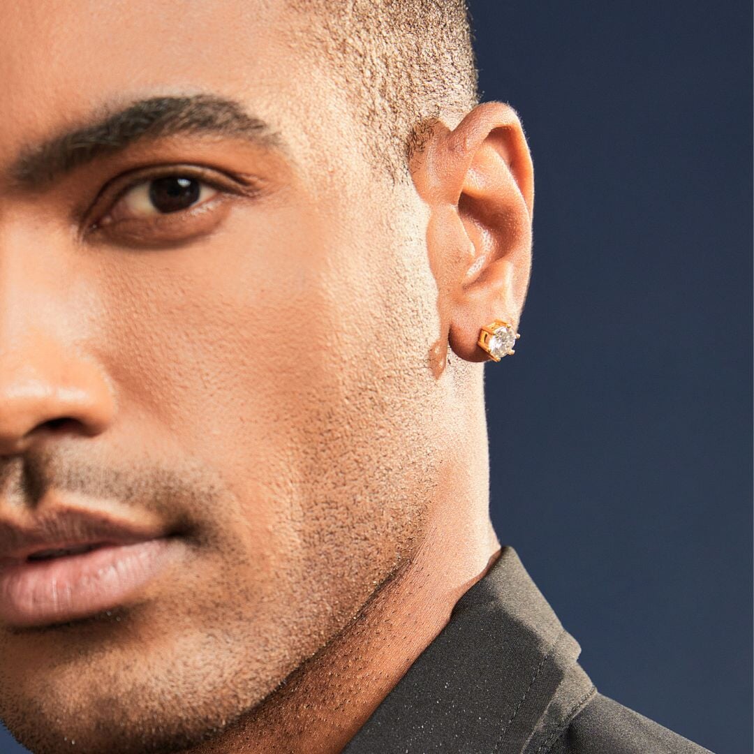 Moissanite Diamond Studs Earrings in 14K Gold - 8mm Earrings