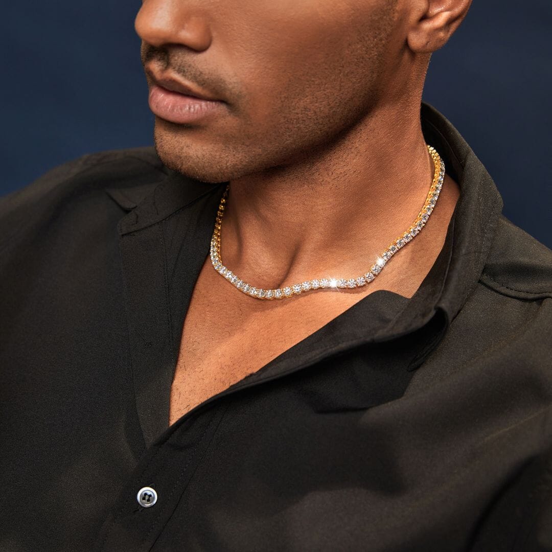 Moissanite Diamond Tennis Chain Necklace in 14K Gold - 5mm Necklaces