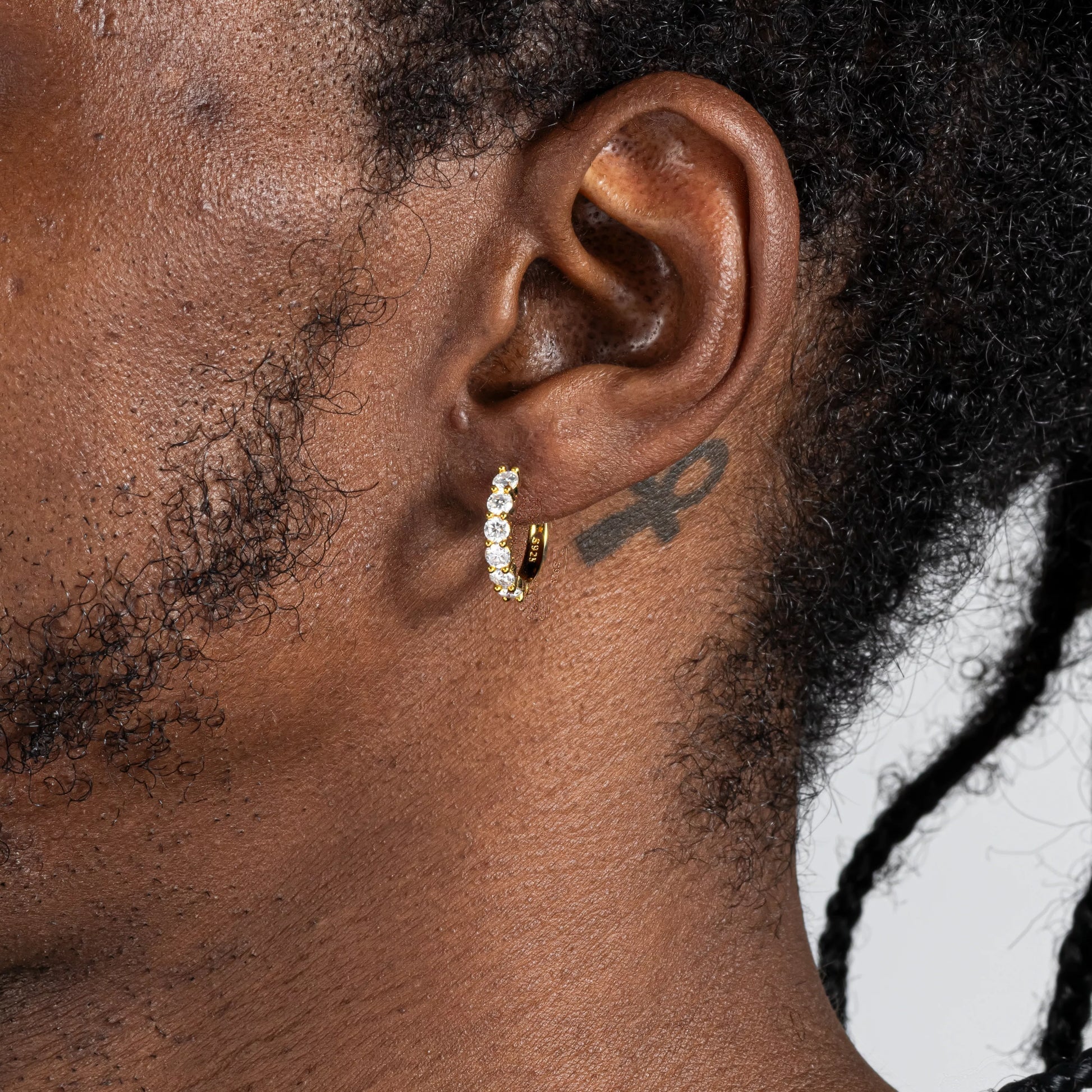 Moissanite Diamond Tennis Hoop Earrings in 14K Gold - 20mm Earrings