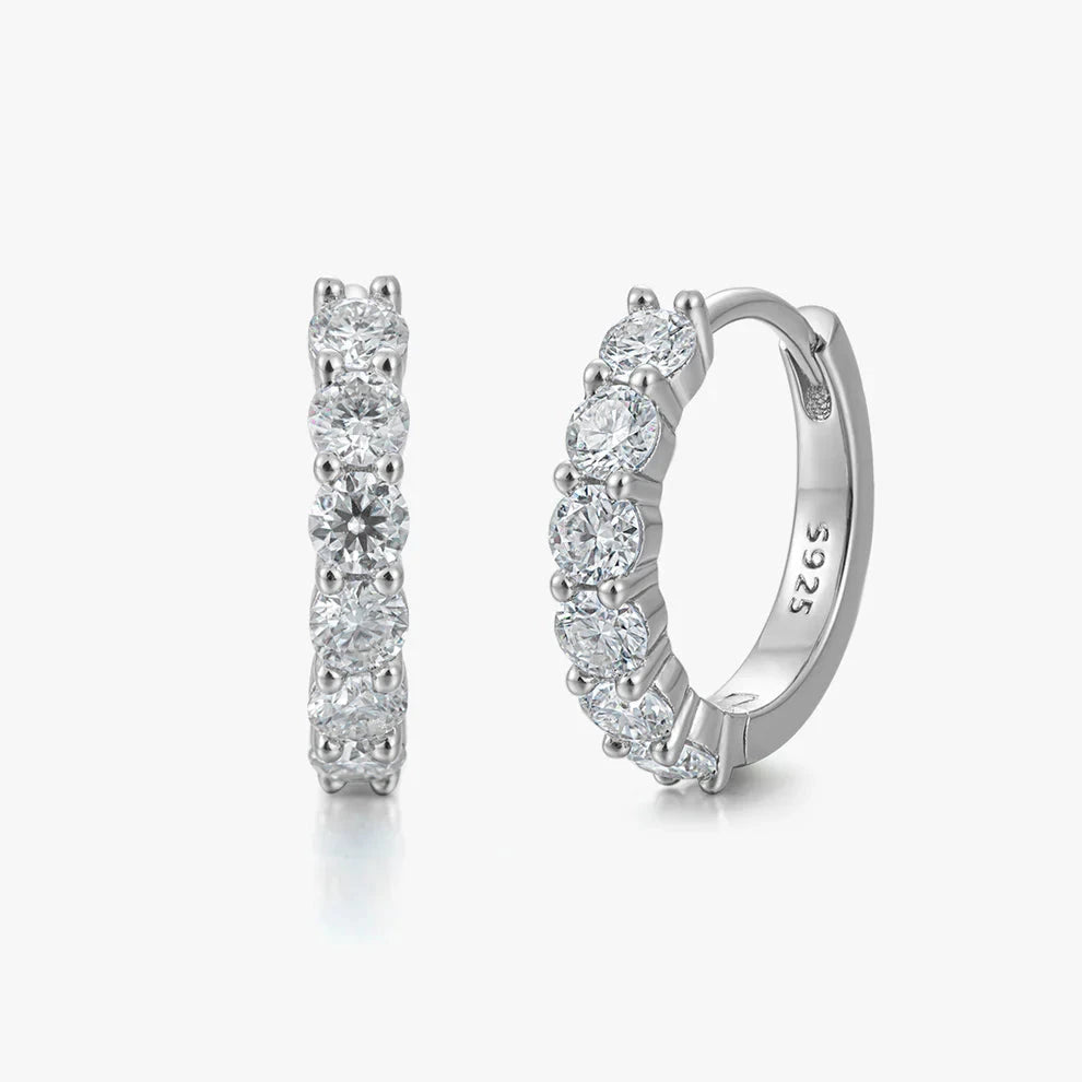Moissanite Diamond Tennis Hoop Earrings in White Gold - 20mm Earrings