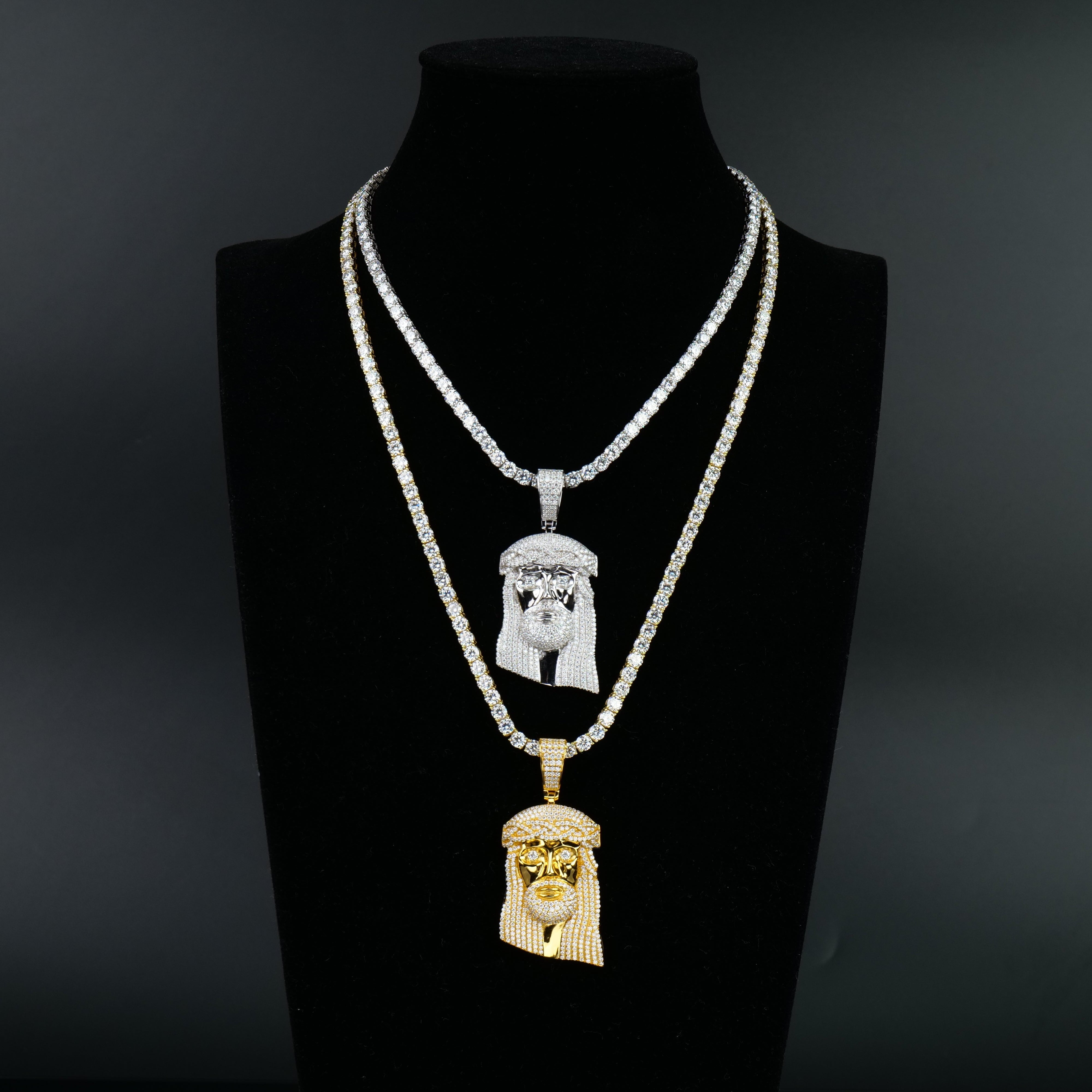 Moissanite Jesus Head Pendant in 14K Gold Charms & Pendants